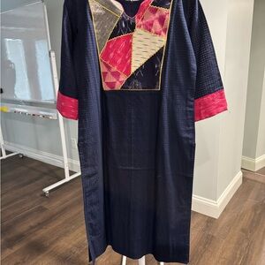 Navy and Pink Patchwork Dress